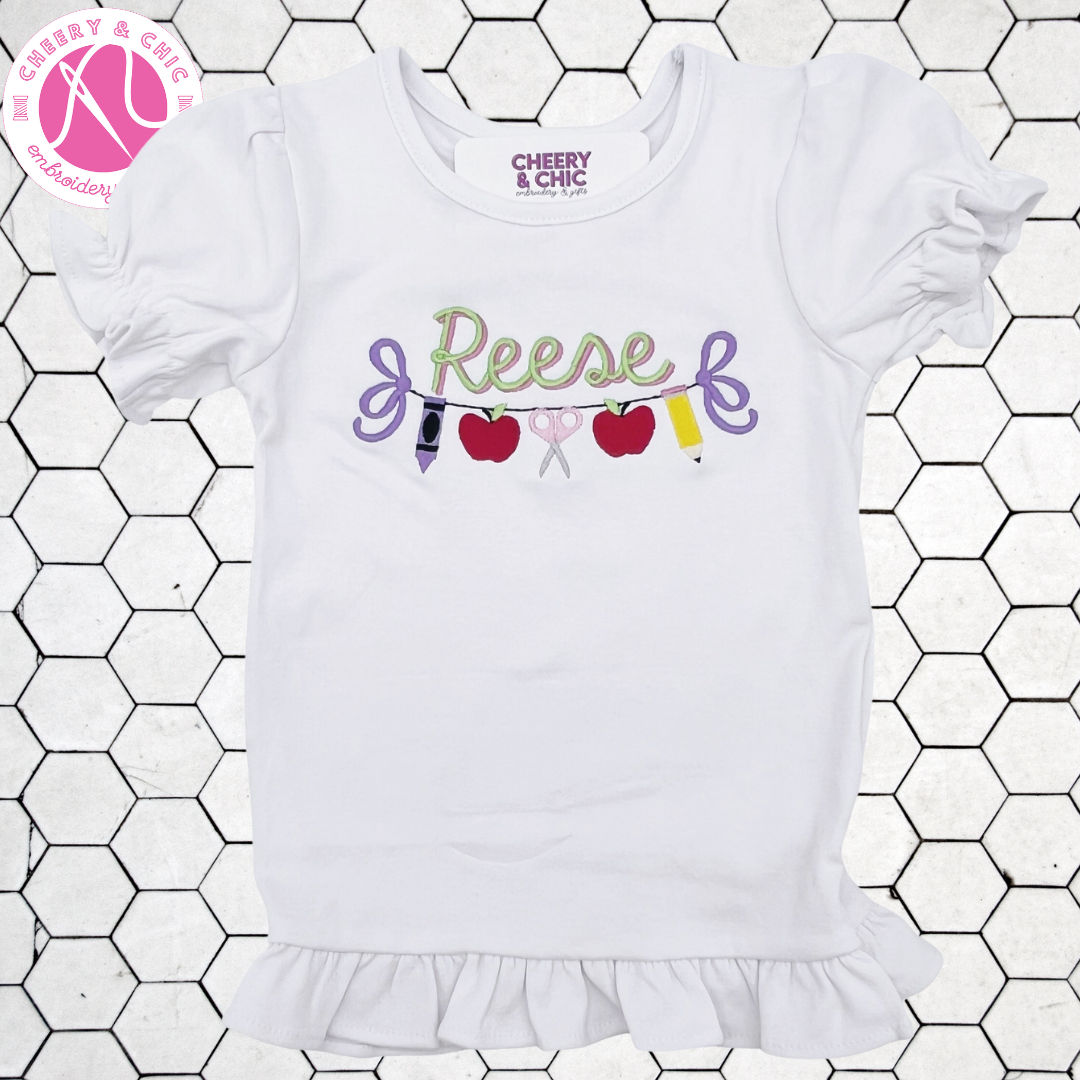School Supplies Bunting Monogrammed Shirt | Back to School