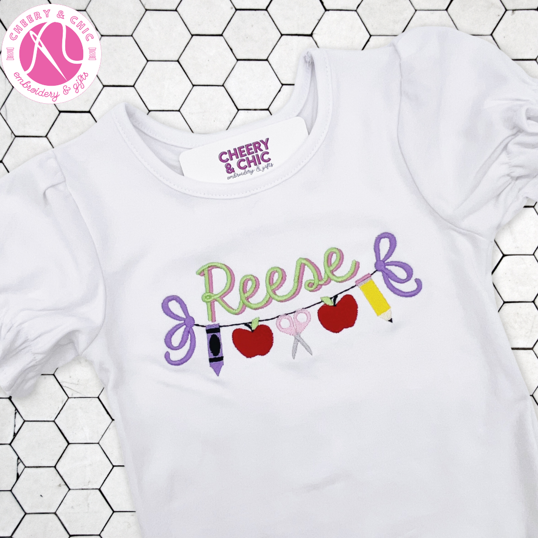 School Supplies Bunting Monogrammed Shirt | Back to School
