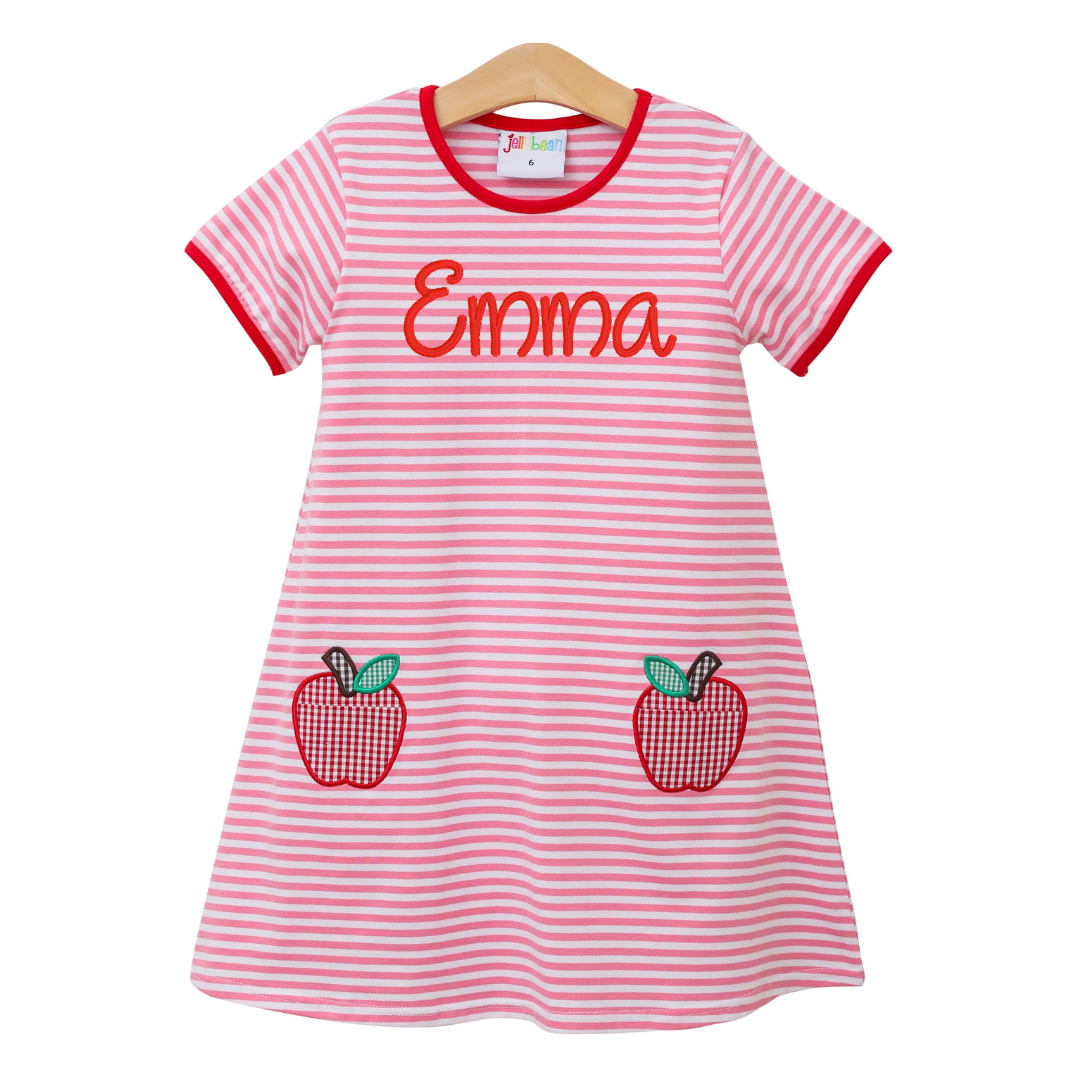 Pre-Order: Appliqued Apple Dress