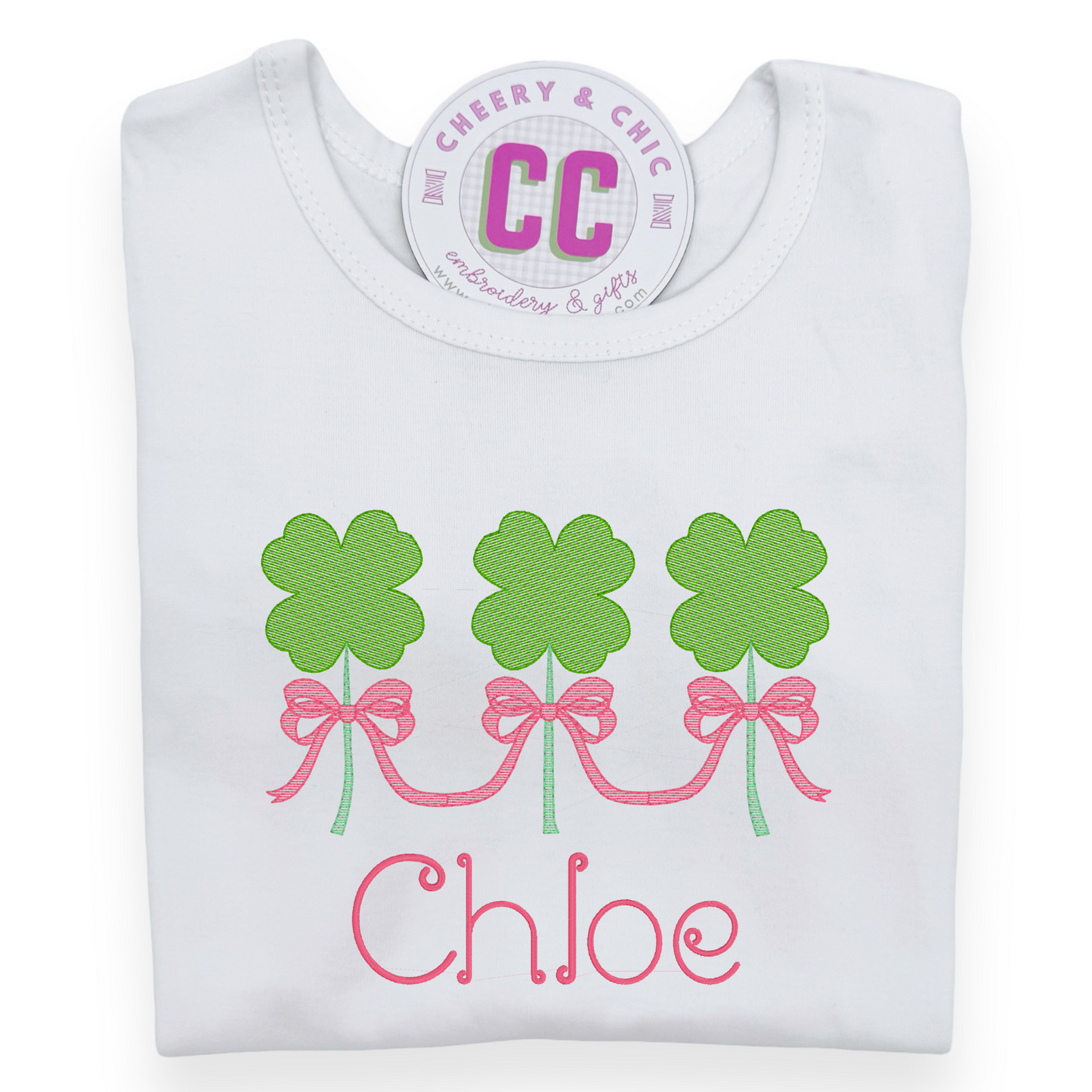 Shamrocks in a Row with a Bow Girls' Shirt