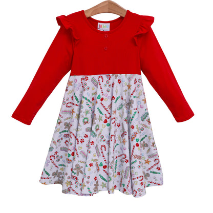 Candy Christmas Twirl Dress with Monogram