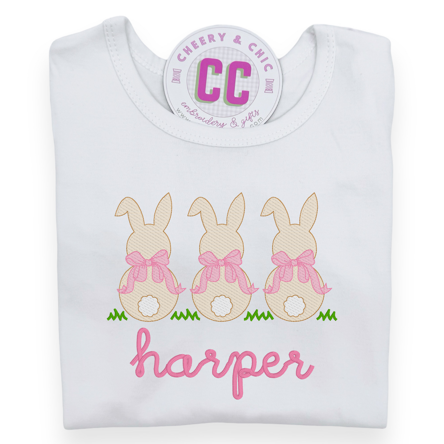 Easter Bunny Trio Girls' Monogrammed Shirt