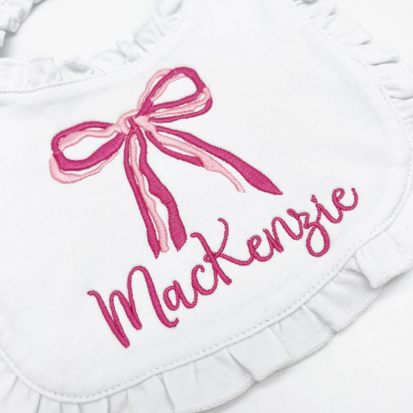 Custom Ruffled Baby Bib | Simple Bow for Baby Girl