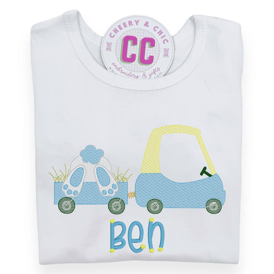 Car and Wagon Easter Bunny Boys' Monogrammed Shirt