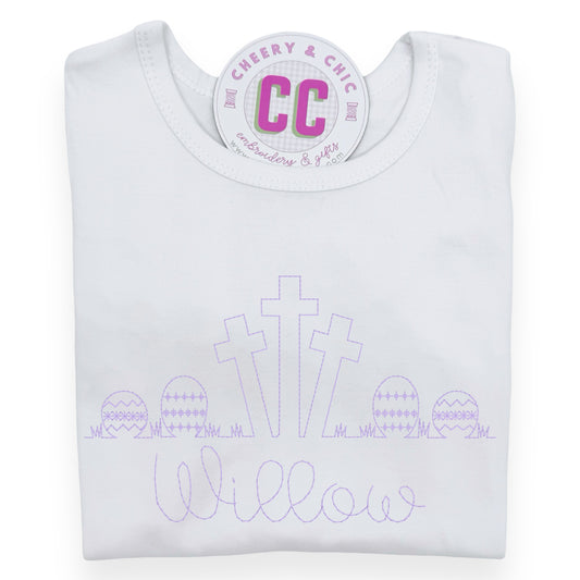 Easter Crosses and Easter Eggs Girls' Monogrammed Shirt