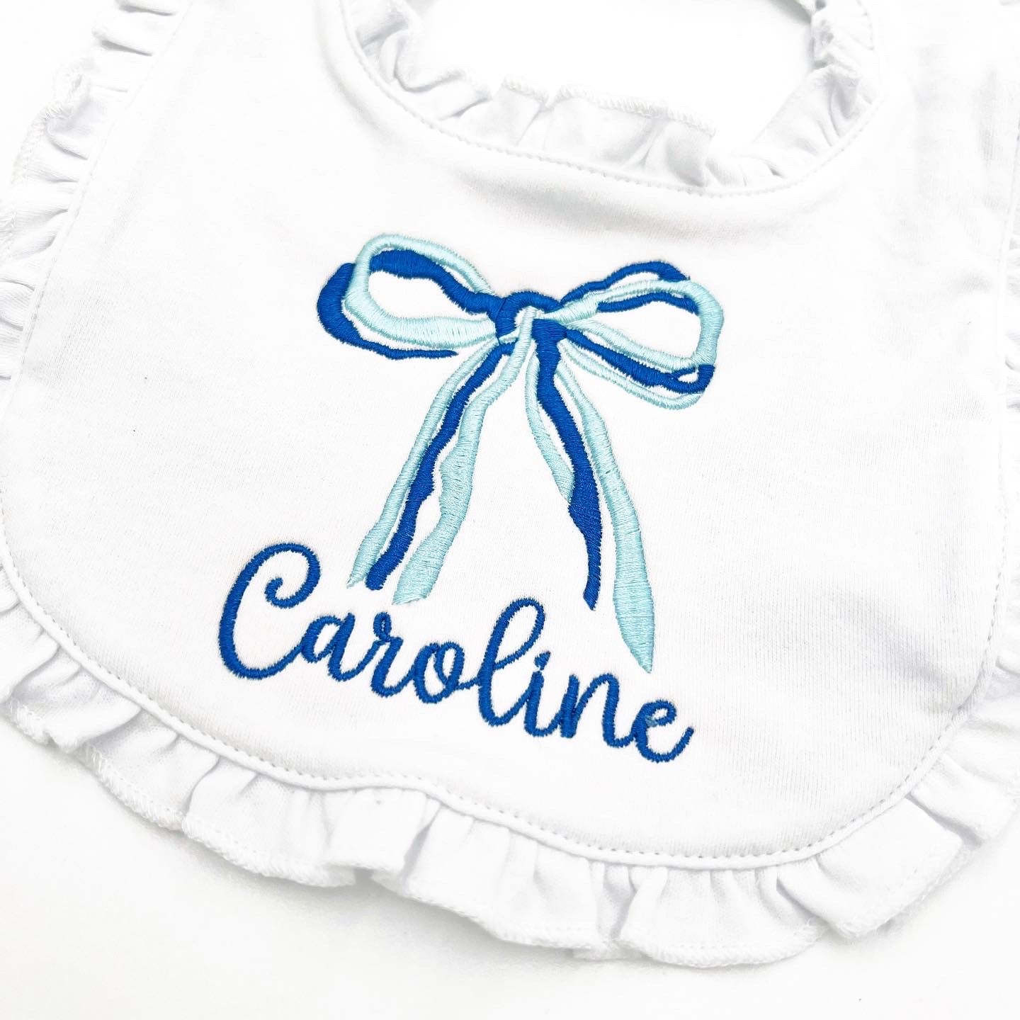 Custom Ruffled Baby Bib | Simple Bow for Baby Girl