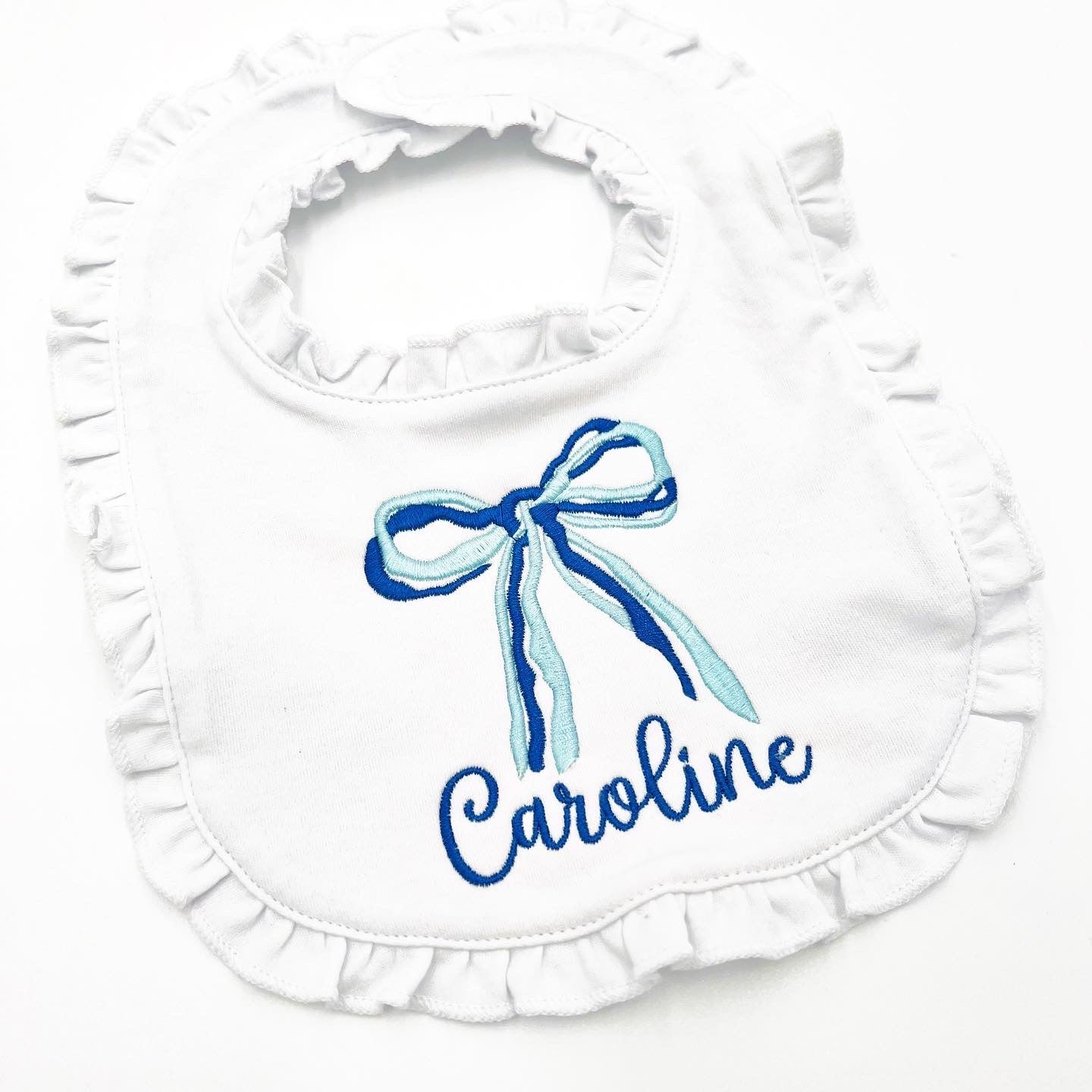 Custom Ruffled Baby Bib | Simple Bow for Baby Girl