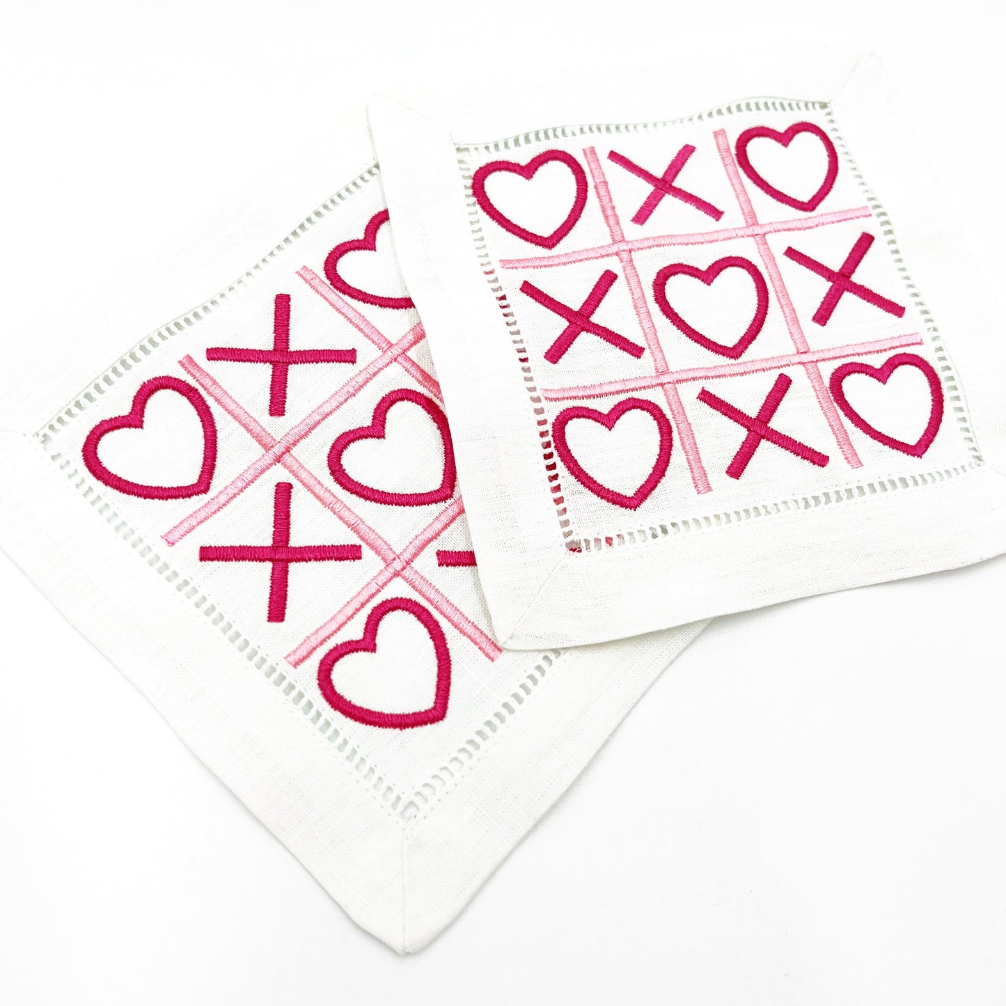 Valentine XOXO Cocktail Napkins |  Tic Tac Toe with Hearts Cocktail Napkins | Valentine's Day Party Decor
